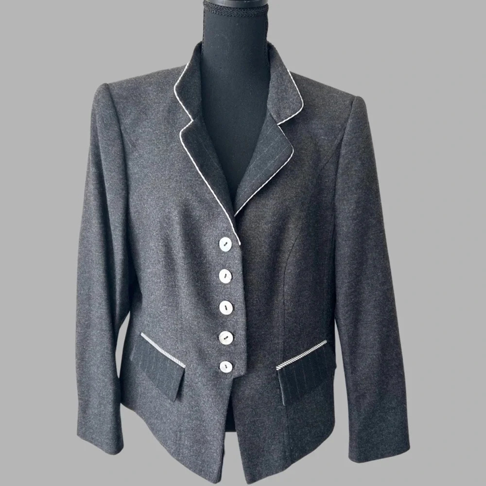 Vintage Tullo Stand Collar Wool Blazer Made In Ge… - image 1